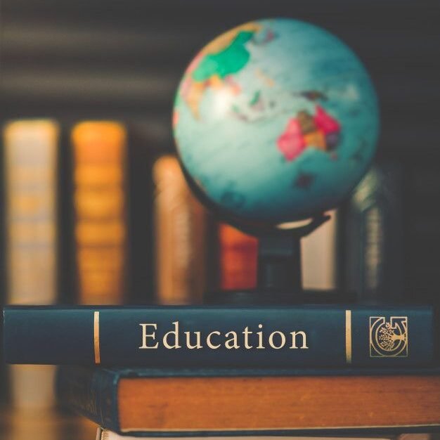 World globe on a book, representing international education